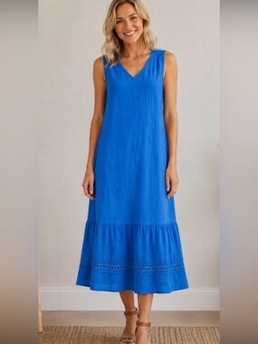 Rosemarine Ultramarine Linen Sleeveless Dress
